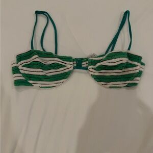 Striped Green and White Bikini Top